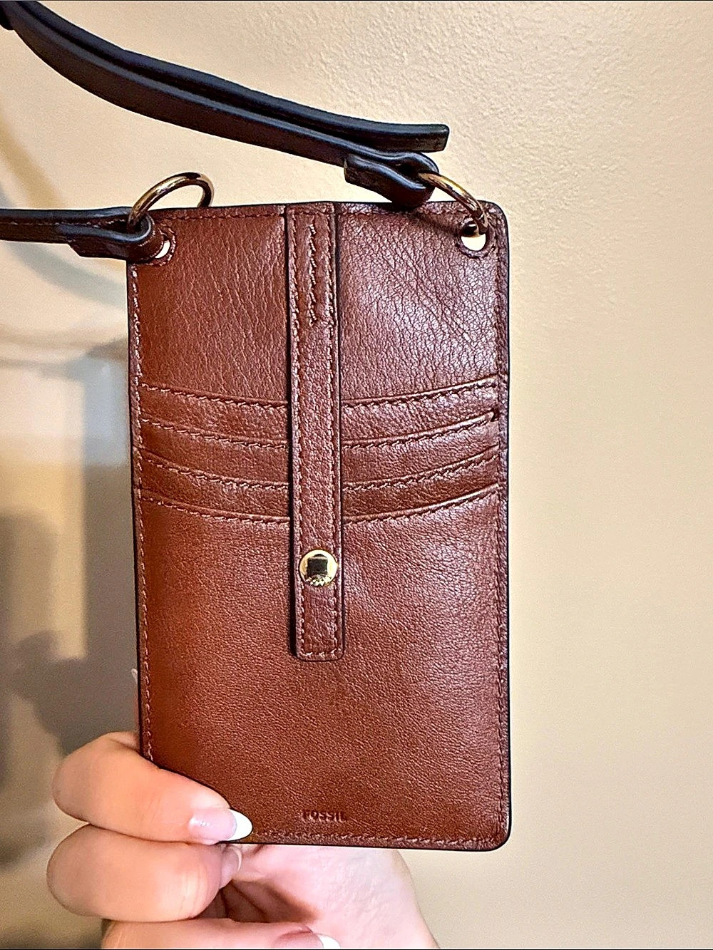 Fossil Brown Leather Crossbody phone holder